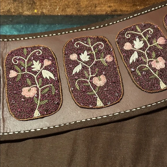 Peruvian Connection Embroidered Brown Waist Belt display picture 2